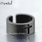 MENDEL Stainless Steel Mens Christian Cross Band Ring Men Women Silver Size 7-14