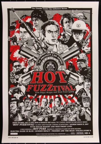 Hot Fuzztival by Tyler Stout Screen Print Movie Art Poster Festival Mondo 24x35