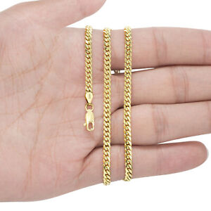 14K Yellow Gold Solid 2.7mm-11mm Miami Cuban Chain Link Necklace Bracelet 7