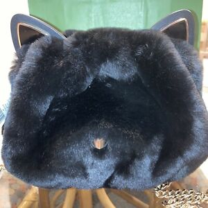 NWTS Kate Spade Pitch Purrfect Faux Fur Black Cat Bag