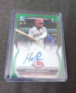 New ListingHECTOR RODRIGUEZ 2023 Bowman 1st Chrome Green Shimmer Refractor Auto /99 Reds RC