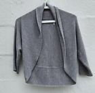 Elie Tahari Womens Cardigan Sweater Medium Gray Wool Cropped Open Bolero 3/4