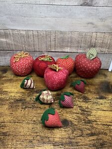Primitive Decor Homespun/Other Fabric Apples Strawberry Bowl Fillers Country