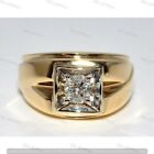 Men's 1.50 Ct Round Wedding Pinky Band Ring Real 14K Yellow Gold Plated Size 11