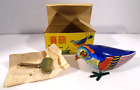 Vintage Tin Wind-Up Blue Bird Complete in Original Box with Key ~WORKING~