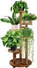 GEEBOBO 5Tiered Tall Plant Stand for Indoor,Wood Plant Shelf Corner Display Rack