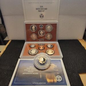 2020 S U. S. MINT PROOF SET With 2020 W SPECIAL EDITION PROOF JEFFERSON NICKEL