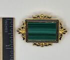 MUSEUM OF FINE ARTS MFA GOLDEN METAL GREEN MALACHITE PICTURE FRAME STYLE BROOCH