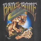 VTG 80s Skull Bad To The Bone Just Brass T Shirt Cut Off 3D Emblem Biker