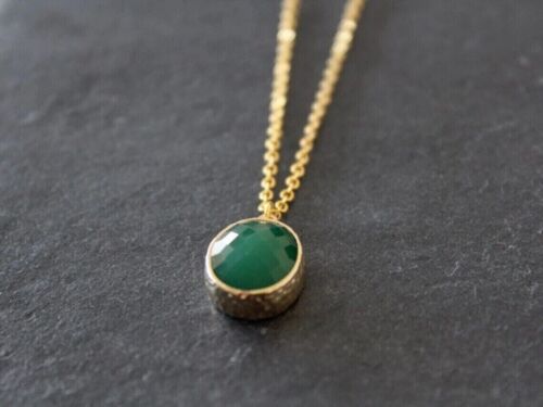 14K Yellow Gold Finish Oval Lab Created Green Emerald Women's Pendant Free Chain