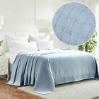All Seasons 100% Cotton Soft Breathable Warm Basket Weave Blanket Sofa bed Throw