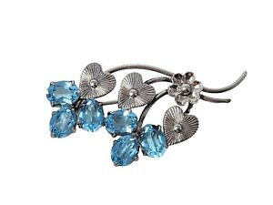 Sterling WRE W.E. Richards Brooch Pin w Light Blue Stones Sparkly Vintage Signed