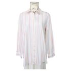 Lafayette 148 Stripe Shirt White Pink Size XL Button Up Cotton Collared