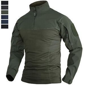 Tactical Men's Long Sleeve T-Shirt 1/4 Zip Up Military Army Combat Training Tops