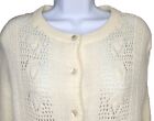 Vtg Billie Jo Women's Ivory Cardigan Sweater Pearl Buttons Cottagecore MED/LG?