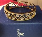 Swarovski Crystal 5153463 Dazzling Bangle Gold Plated Hinged Bracelet In Box