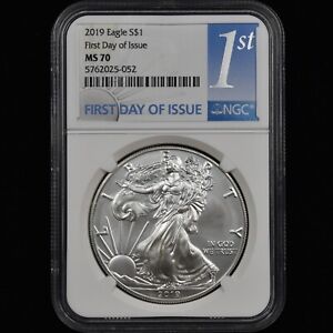 2019 $1 SILVER AMERICAN EAGLE ✪ NGC MS-70 ✪ FIRST DAY ISSUE FDOI COIN ◢TRUSTED◣