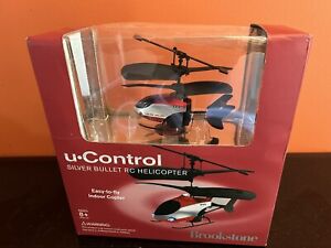 NEW Brookstone U-Control Silver Bullet RC Helicopter