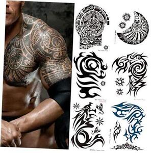 6 Sheets Extra Large Totem Temporary Tattoo Stickers, Waterproof Big DW Totems