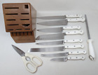 Vintage Wusthof Classic White Handles 11 pc Knives Knife Wood Block Set M24