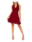 TEEZE ME Womens Lined Tie Waist Padded Long Sleeve Short Party Fit + Flare Dress
