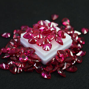 7x5 MM 25 Pcs Ruby Pear Cut Loose Gemstone Lot Certified Making Jewelry Gemstone