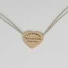 Please Return to Tiffany Rubedo Heart Tag Double Chain Silver Necklace