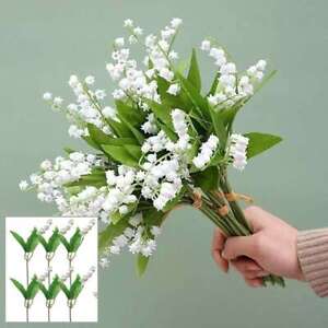 6pcs Lily of the Valley Artificial Flowers Realistic Bouquet Romantic Home Decor