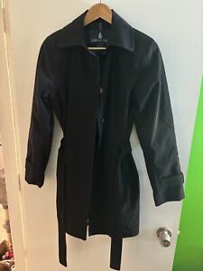 London Fog Women’s Small Black Belted Button Front Trench Coat