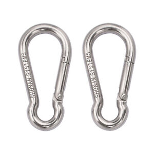 4 Inch Carabiner Clips- Large Stainless Steel Spring Snap Hook, 2 Pack 400 lbs