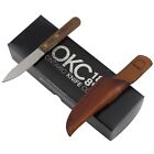 Old Hickory Bird and Trout Fixed Blade Knife Wood Handle Leather Sheath