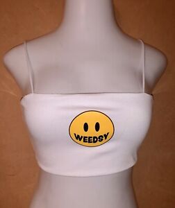White Shein WEEDSY Spaghetti Strap Tube Top Crop Top Blouse ~ Size Small S