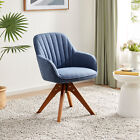 Swivel Accent Chair Linen Upholstered Desk Chair Armchair w/ Wood Legs