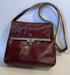 Etienne Aigner Vintage Oxblood Leather Small Shoulder Bag Front Twist Closure