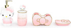Hello Kitty Bathroom Organizer Set - 4 Piece Pink Accessories Includes Resin Tum