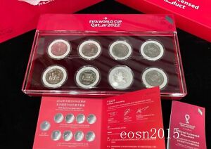 2022 Official authenti Qatar World Cup commemorative coin set 8 coins， UNC