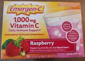 Emergen-C 1000mg Vitamin C Immune 30 Raspberry Powder Drink Mix Packets Exp-6/25