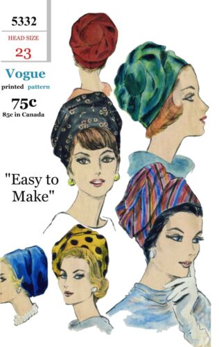 Vogue #5332 TURBAN Hat Cap Fabric Sewing Pattern Chemo Cancer Alopecia 23