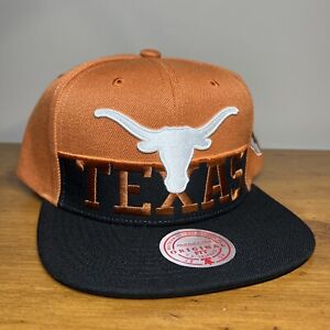 Texas Longhorns Mitchell & Ness Half N Half Burnt Orange Black Snapback Cap Hat
