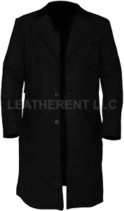 Mens Peaky Blinders Thomas Shelby Black Wool Long Fashion Trench Coat