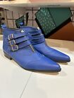 Mens 3 Strap Winklepicker Boots Blue Size 8 Goth/Punk/Mod Ex Cond. Please Read