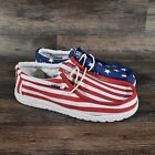 Hey Dude Wally Patriotic American Flag Men's Shoes Size 13 Casual Slip On USA