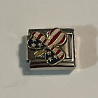 Lucky Shamrock - American Flag - USA - Clover - 9mm Italian Charm Bracelet Link