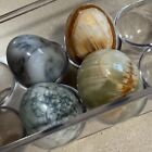 Lot of 4  Italian Marble Alabaster Stone Easter Eggs