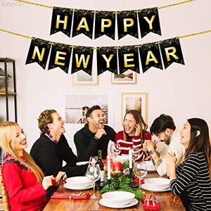 , Gold Happy New Year Banner 2024-10 Feet No DIY | Happy New Year Sign for