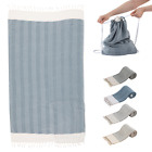 Citrine Turkish Beach Towel 100% Cotton Quickdry Hammam Towel With Bag, 35