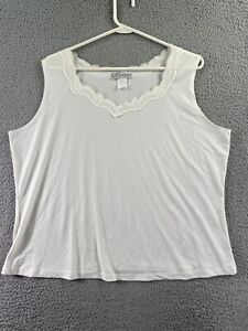 Womens Dress Barn Tank Top Lace V-Neck Off White Stretch Size 2XL