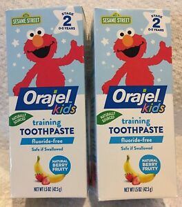 Orajel Kids Elmo Training Toothpaste Fluoride-Free; Lot of 2