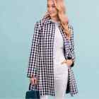 Gal Meets Glam Women's Erin Navy & Linen White Gingham Checked Trench Coat XL