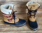 Khombu Snow Boots Size 9 Womens Winter Pull On Casual Faux Fur Lace Up Red